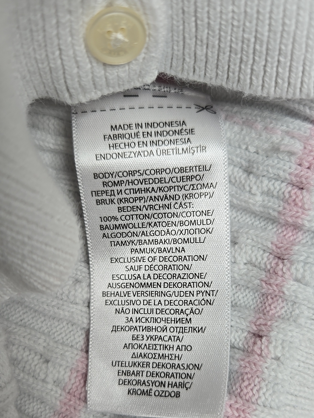 Ralph Lauren White Cable-Knit Cardigan with Light Pink Stripes - Picture 8 of 8